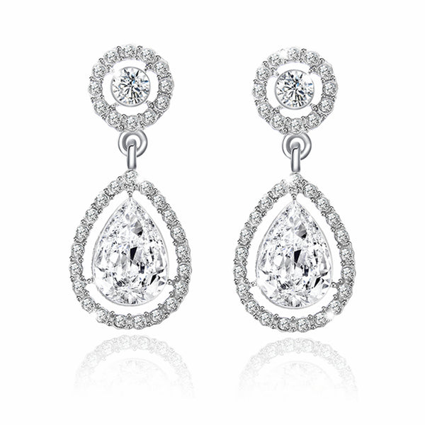 Diamond-Set Zirconia Earrings